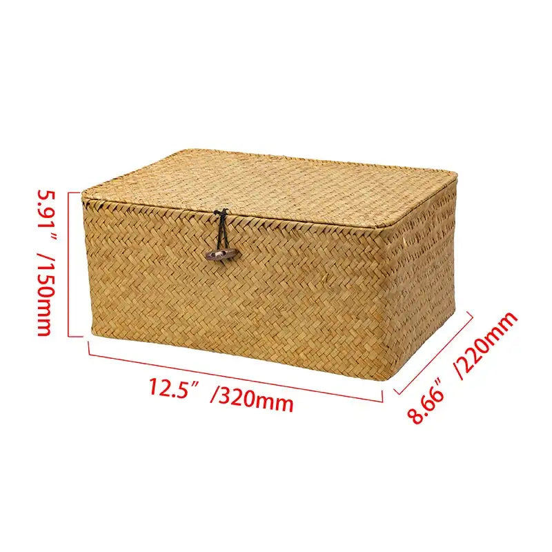 Μικρογραφία: Handmade Rattan Storage Box With Lid Hand-woven Jewelry Box Wicker Makeup Organi