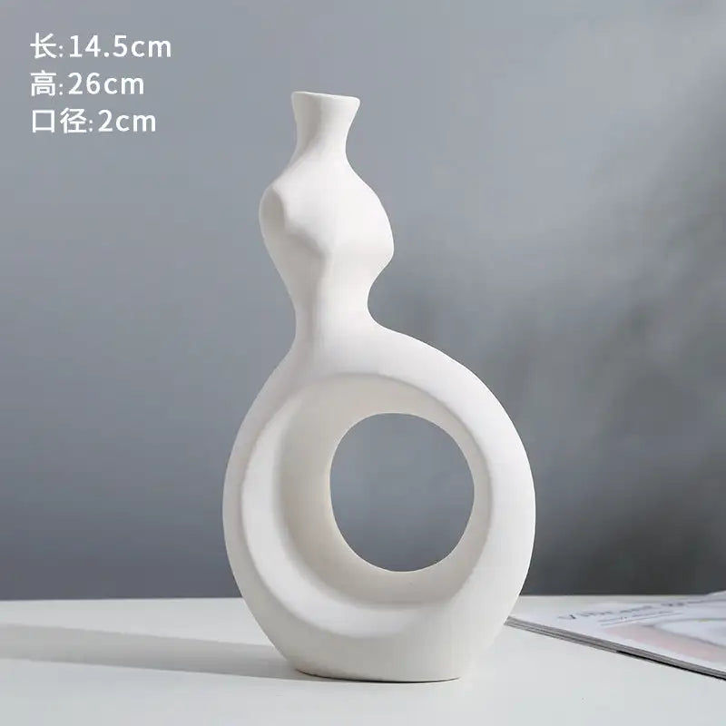Miniaturebillede: Custom Logo Vintage ceramic white vase ceramic flower arrangement creative home 