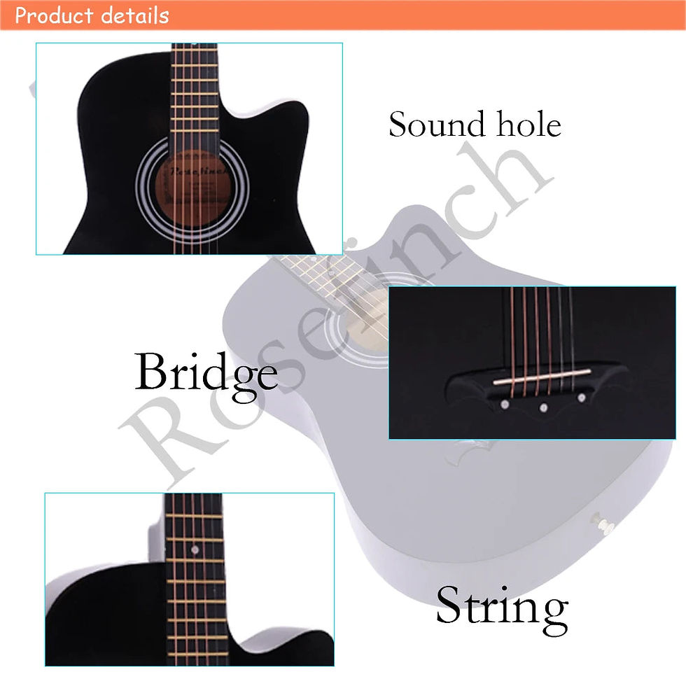 Miniaturebillede: 41/38 Inch Acoustic Guitar for Travel Beginners Adults Kit with Capo Picks Bag 6