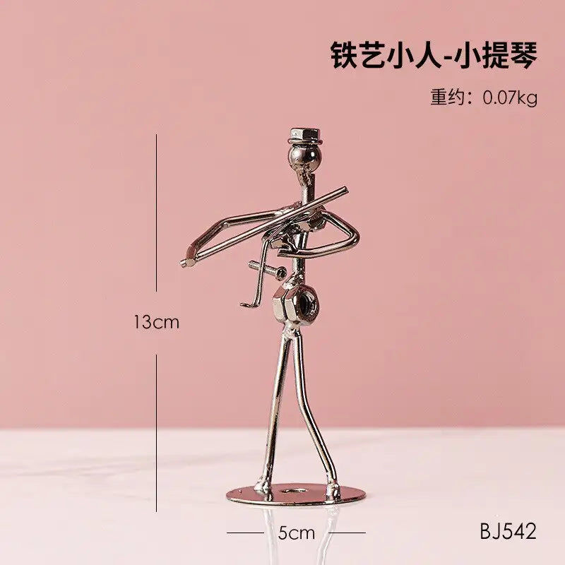 Μικρογραφία: Creative Metal Blown Musical Instrument Ornaments Retro Band Mini Sculpture Stat