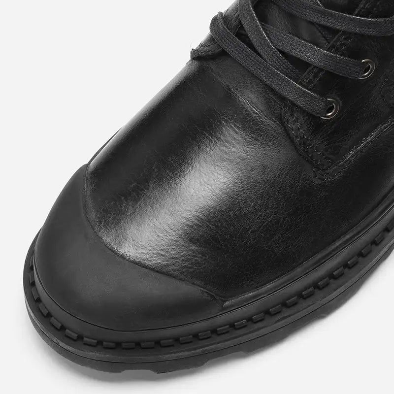 Miniatyrbilde: Natural Cow Leather Men Winter Boots 2018 Handmade Retro Men Shoes #CX9550JM