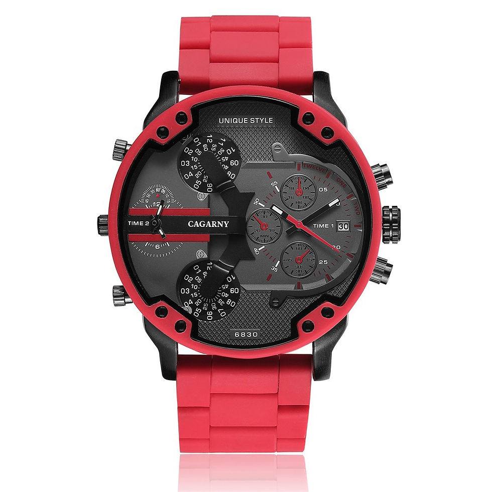 Thumbnail: Rubber Steel Band Sports Dual Movement Watch