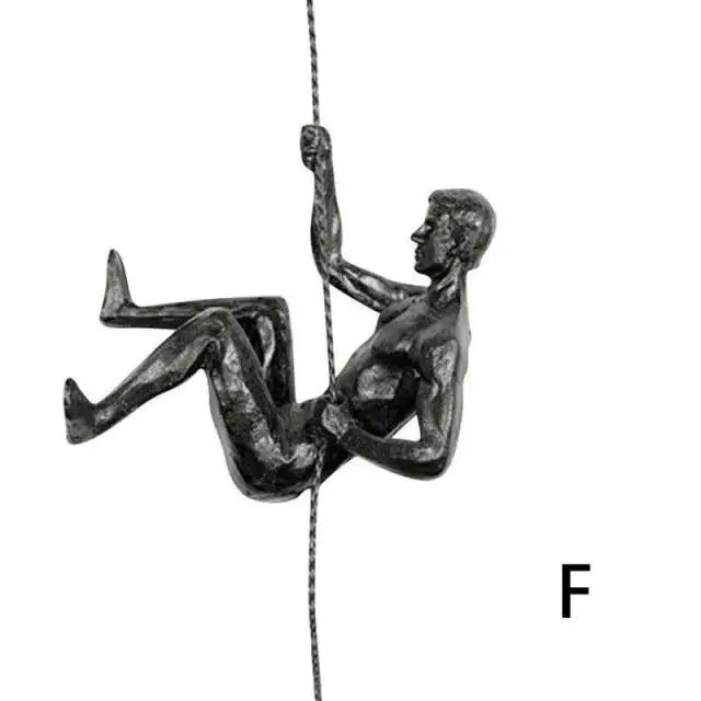 섬네일: Créatif escalade homme résine fer fil tenture murale décoration Sculpture Figure