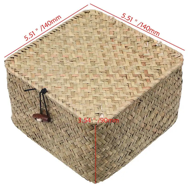 Μικρογραφία: Handmade Rattan Storage Box With Lid Hand-woven Jewelry Box Wicker Makeup Organi