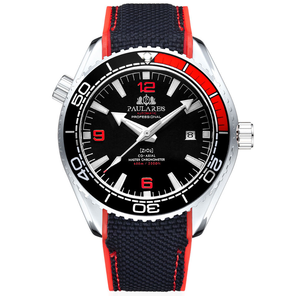 Thumbnail: PAULAREIS Automatique Mécanique Lumineux Toile Bracelet En Caoutchouc