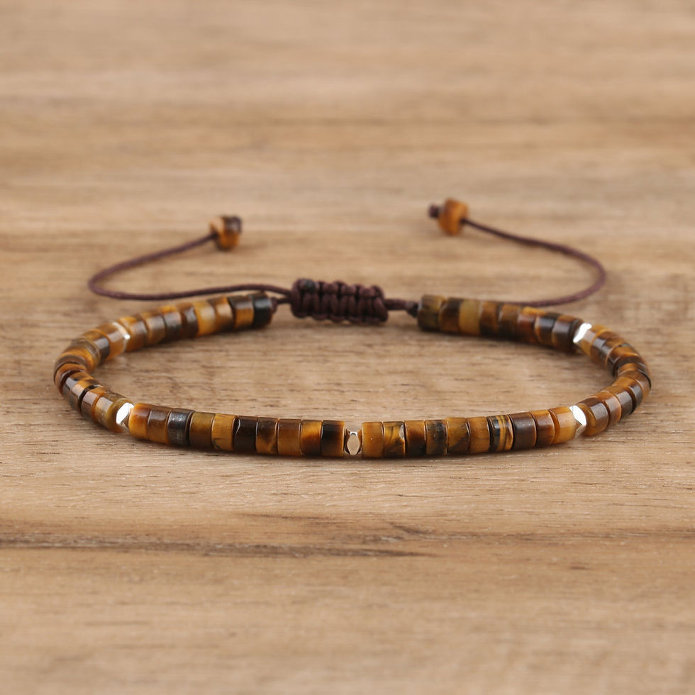 Miniatura: Bracelet tressé réglable en pierre naturelle,