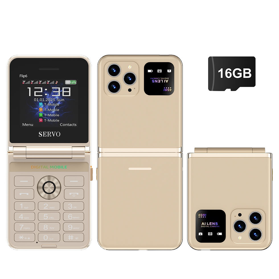 Thumbnail: SERVO Flip6 GSM Fold Mobile Phone 4 SIM Card 2.4'' Screen Auto Call Record