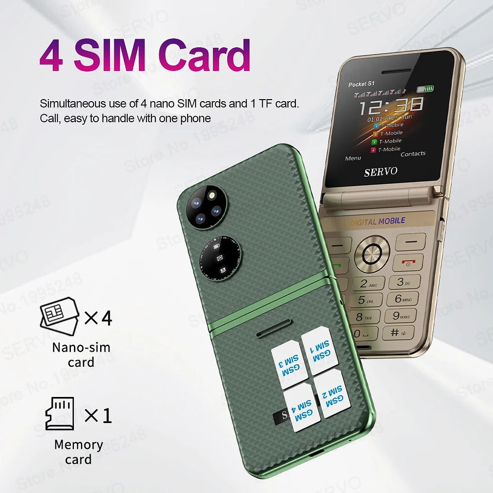 Miniatyrbilde: SERVO Pocket S1 New Style Flip Mobile Phone 4 SIM Cards 2G GSM 2.4'' Screen Torc