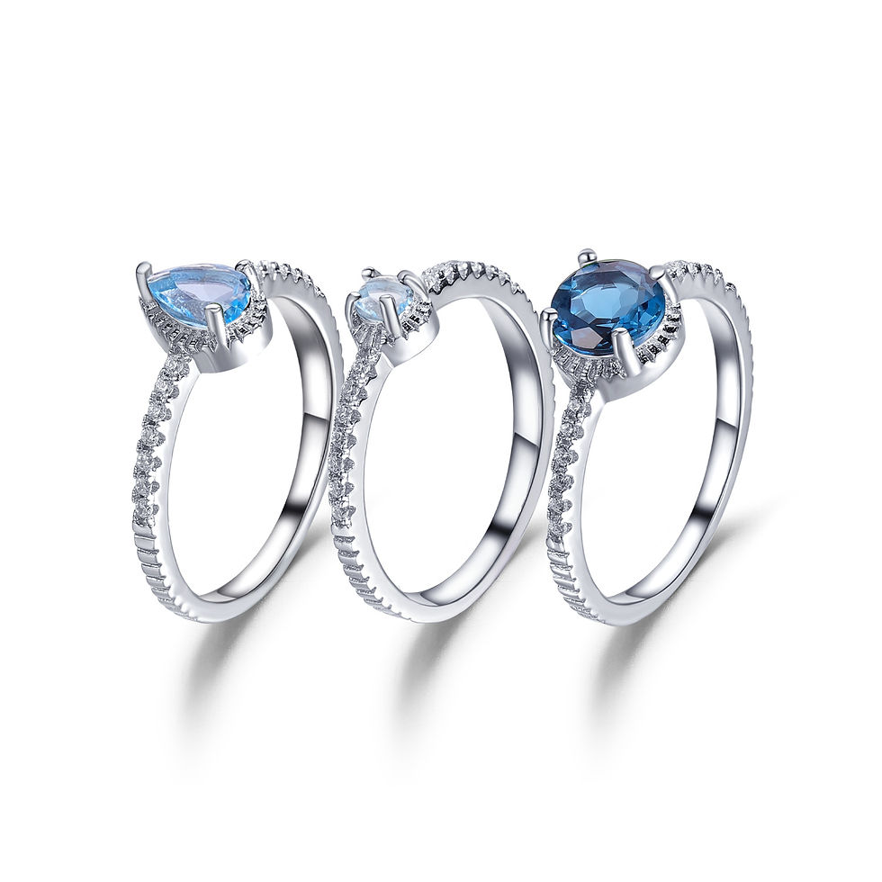 Miniatura: Simple And Natural Topaz Diopside Sets Of Rings