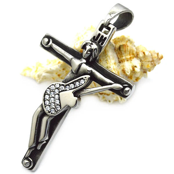 Miniature : Johnny Hallyday guitar cross pendant in 316 stainless steel special