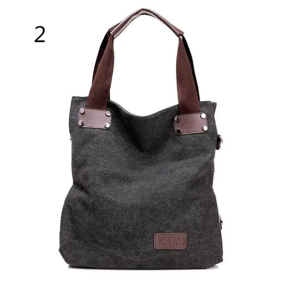 Miniaturebillede: Large Pocket Casual Women's Shoulder Travel Cross body Handbags Canvas Leather B