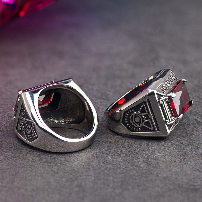Miniatura: Vintage European And American Masonic Inlaid Stone Ring