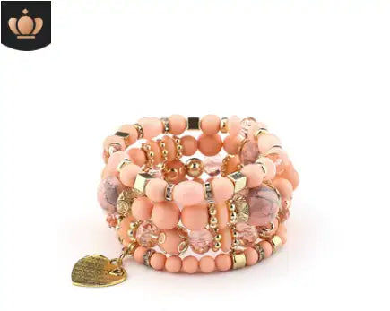 Miniatyrbilde: 2022 Fashion Jewelry Multi Layer Bead Beaded Boho Woman Stack Personalized Heart