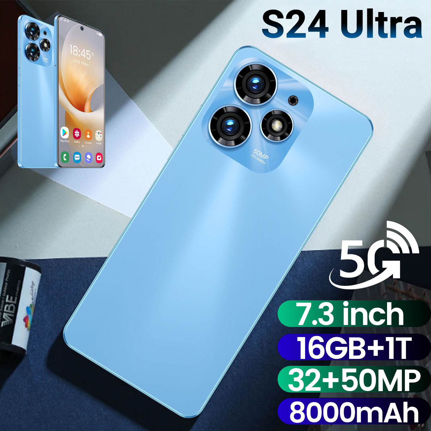 New S24 Ultra Smartphone Original 7.3 HD Global Version Android 