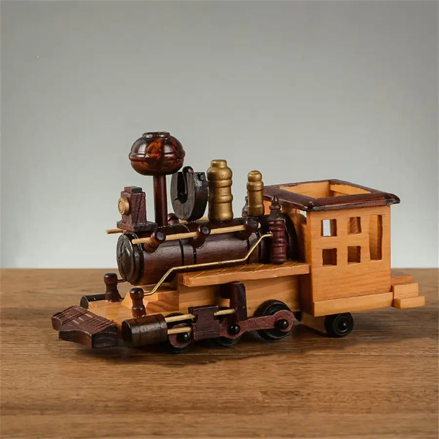 Thumbnail: Retro Industrial Style Wrought Wood Steam Train Model Handmade Train Toy For Hom