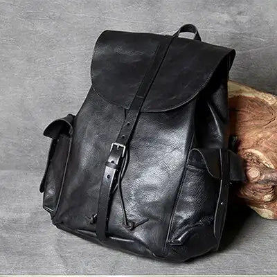 Miniatyrbild: AETOO-sac à dos Vintage en cuir de vache, grand sac à dos fait main, hommes et