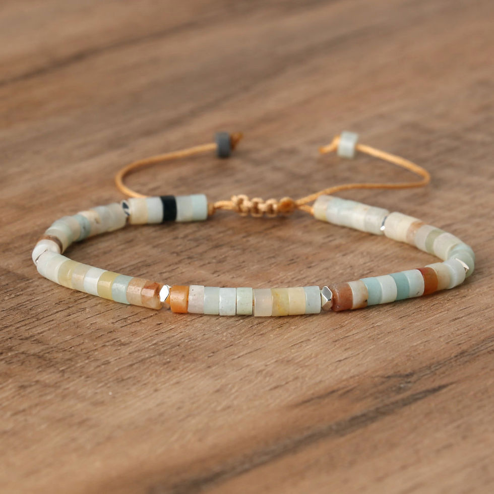 Miniatura: Bracelet tressé réglable en pierre naturelle,