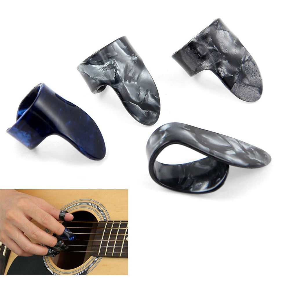 Thumbnail: 1 Thumb+3 Finger Acoustic Nail Celluloid Jim Guitar Banjo Thumb Picks Plectrum F