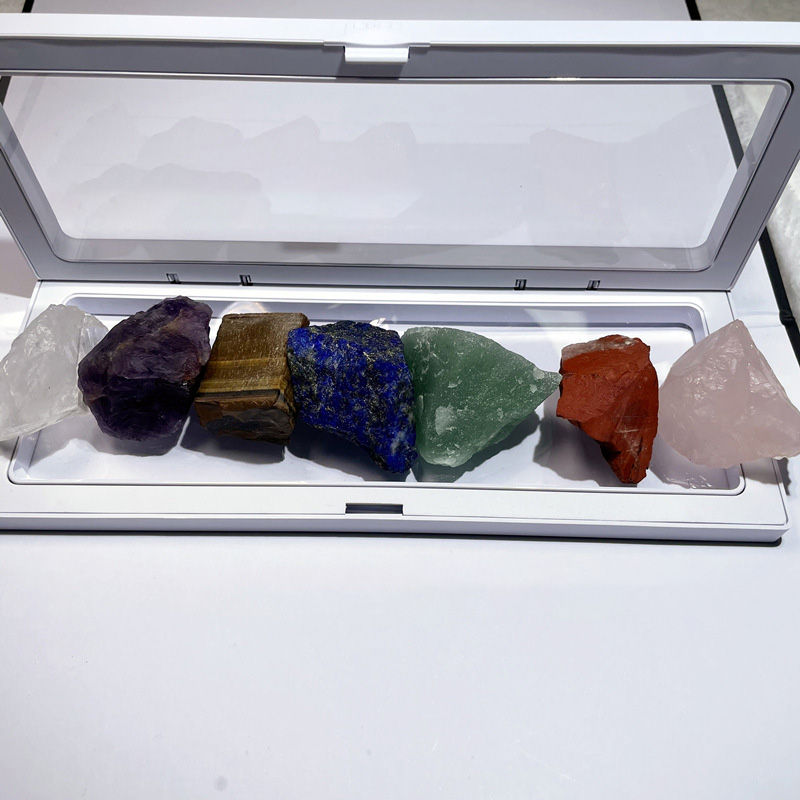 Miniatura: Gros Amazon Croix-frontière Sept Chakra Cristal Naturel Pierre Brute Ornement