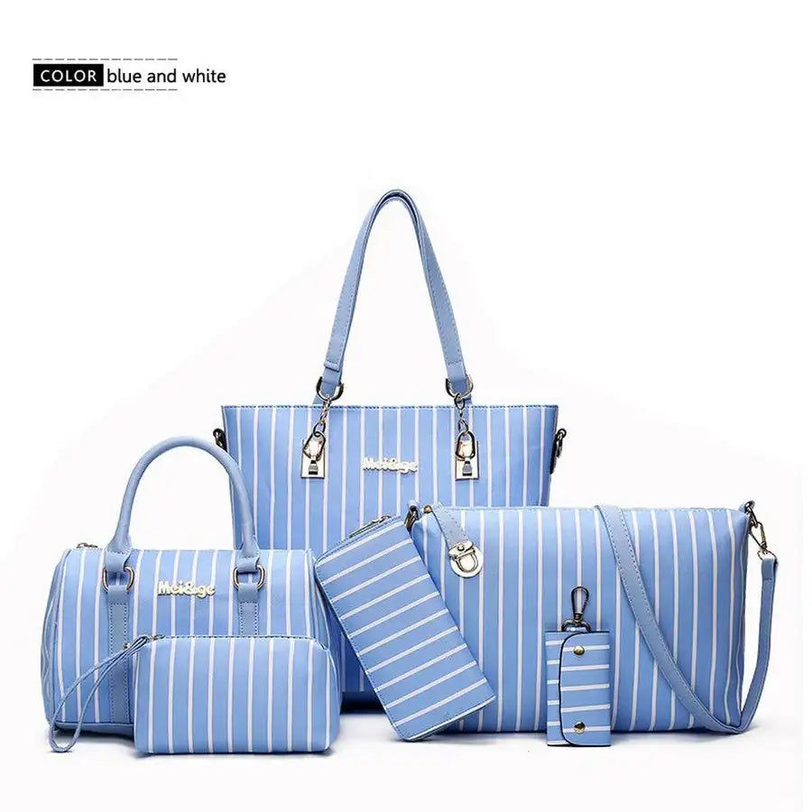 Miniaturebillede: HX Women PU Leather Handbag  6-pcs/sets Totes 15 colors