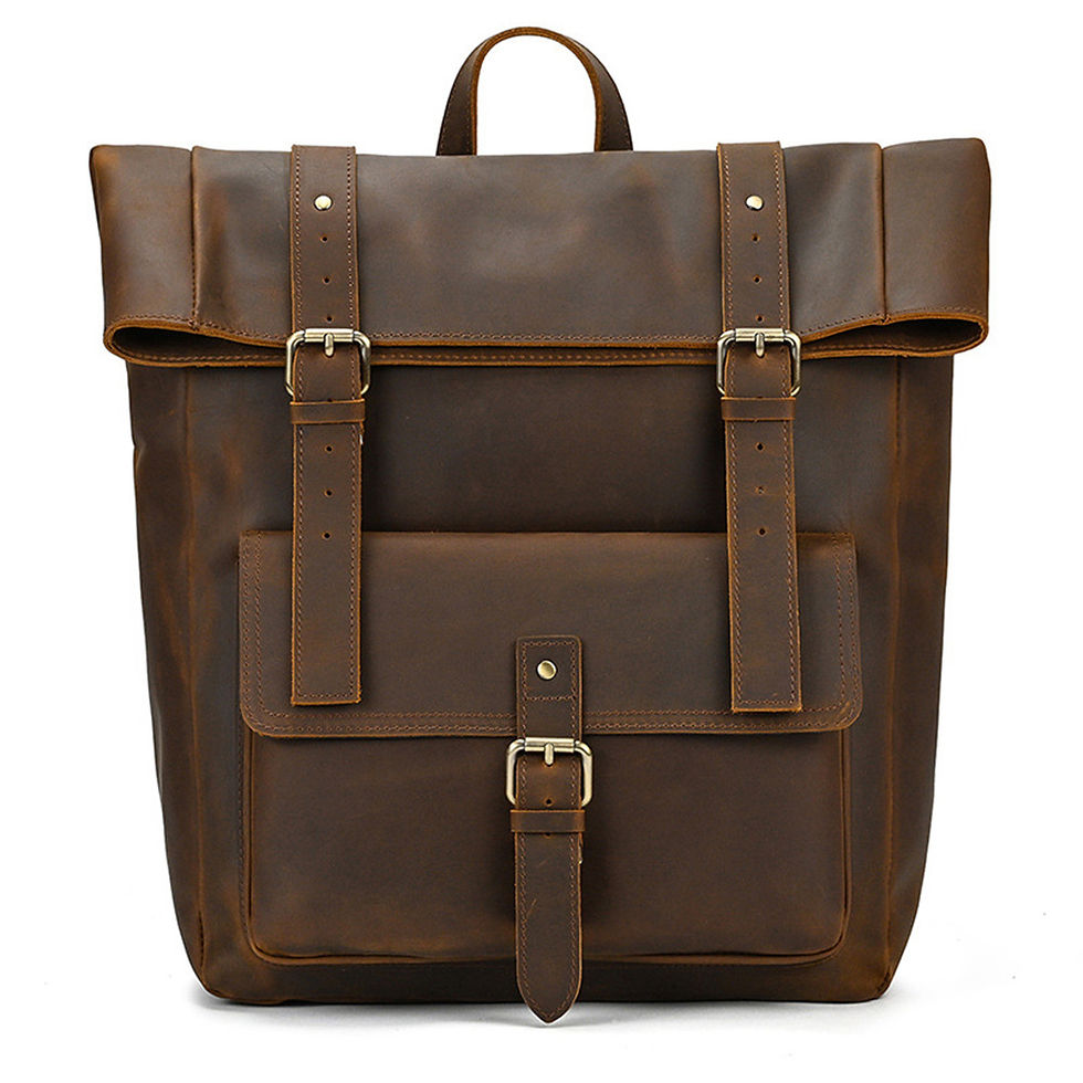 Miniaturbild: Hommes de Rétro Sac À Dos Crazy Horse En Cuir Cartable