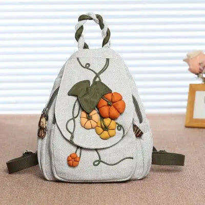 Miniaturebillede: Motaora Women's Backpack 2023 New Handmade Vintage Canvas Bag Fresh Casual Backp