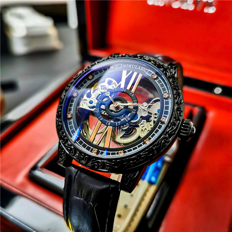 Miniatyrbild: Men's High-end Handsome Hollow Tourbillon Automatic Mechanical Watch