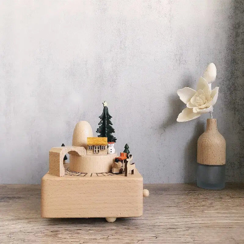 Μικρογραφία: Handmade Wooden Music Box ,Creative Retro Rotating Music Box Christmas ,Birthday