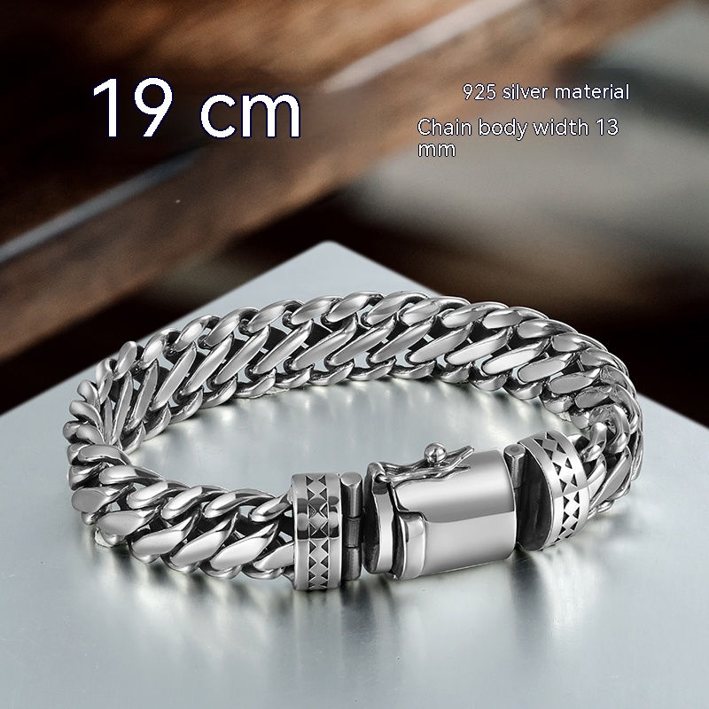 Miniatura: S925 Argent Épais Type Sense Boulon en demi-cercle Bracelet pour hommes