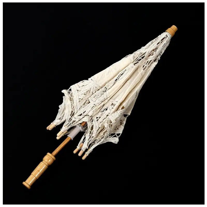 Miniaturebillede: Parapluie victorien parapluie dentelle mariage mariée parapluie ivoire 30x51cm (