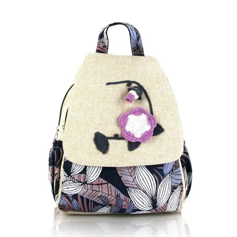 Thumbnail: MOTAORA New Vintage Handmade Flower Print Large Capacity Backpack Women Casual C