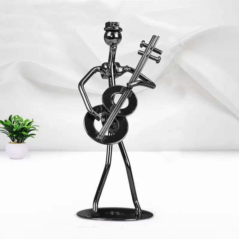 Μικρογραφία: Iron Art Man Figurine Creative Musical Instrument Band Sculpture Figurine Statue