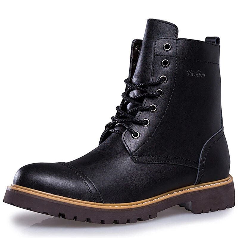 Miniatyrbilde: Genuine Leather Men's Boots For Martin Boots Plush Warm Winter High Quality