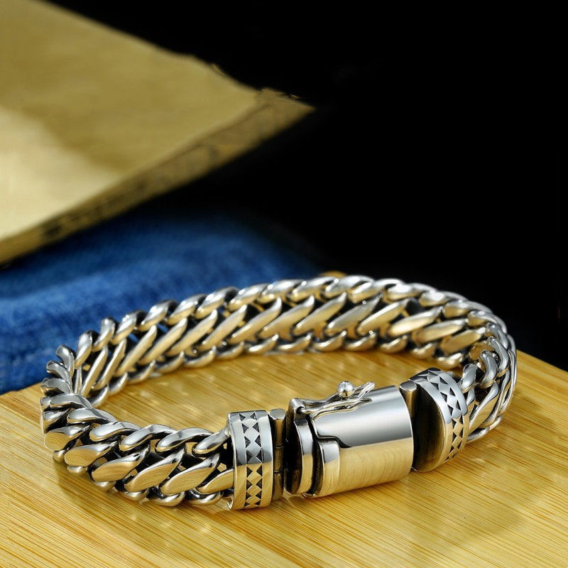 Miniatura: S925 Argent Épais Type Sense Boulon en demi-cercle Bracelet pour hommes