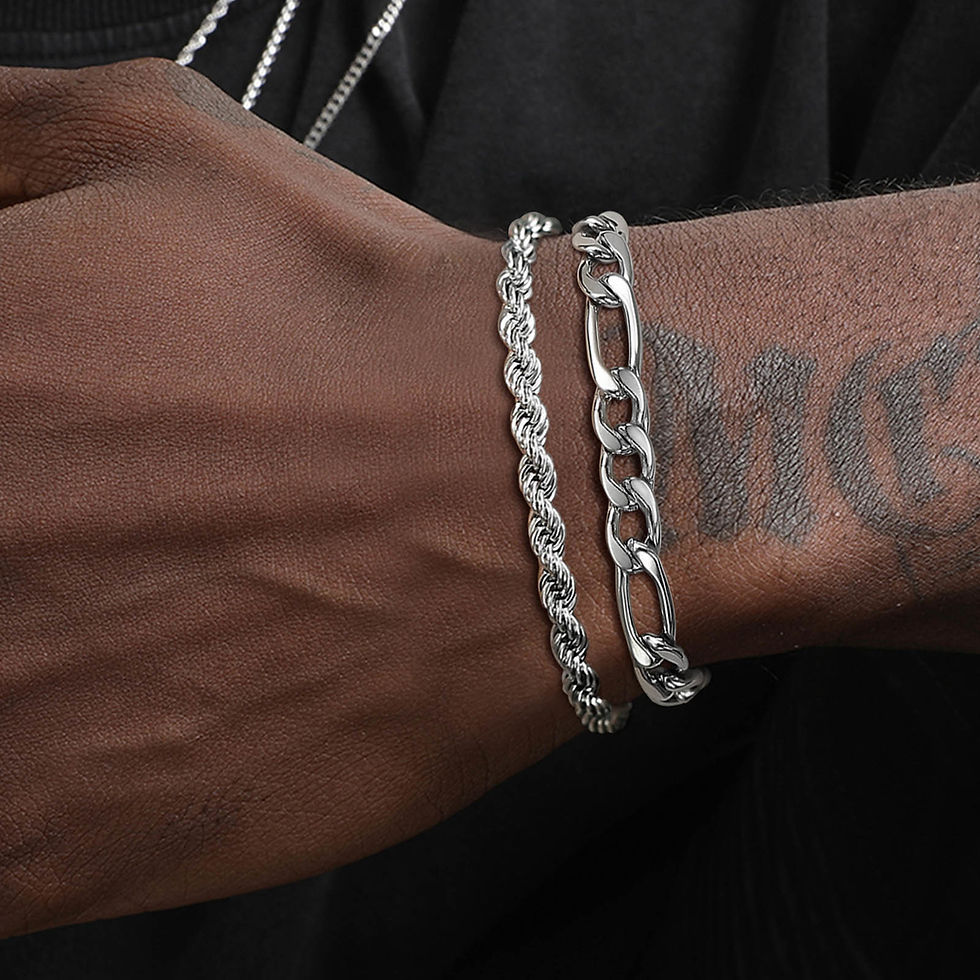 Miniaturebillede: Vnox Mens Twisted Rope Chain Bracelet, Anti Allergy Stainless Steel Metal Minima