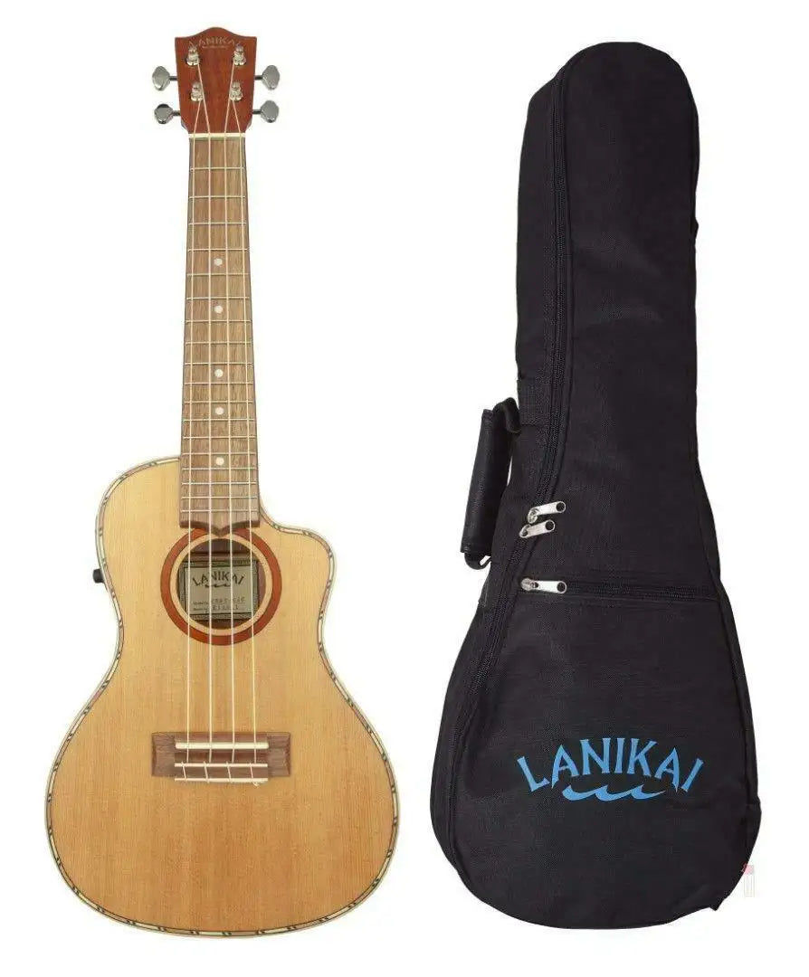 Μικρογραφία: Lanikai CDST-CEC Acoustic Electric solid cedar top italien Ukulélé avec Gig Bag-