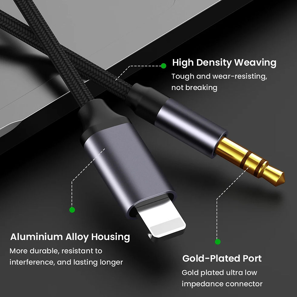Thumbnail: For iPhone Aux Cord Lightning 3.5mm Headphone Audio Jack Aux Cable Car Adapter F
