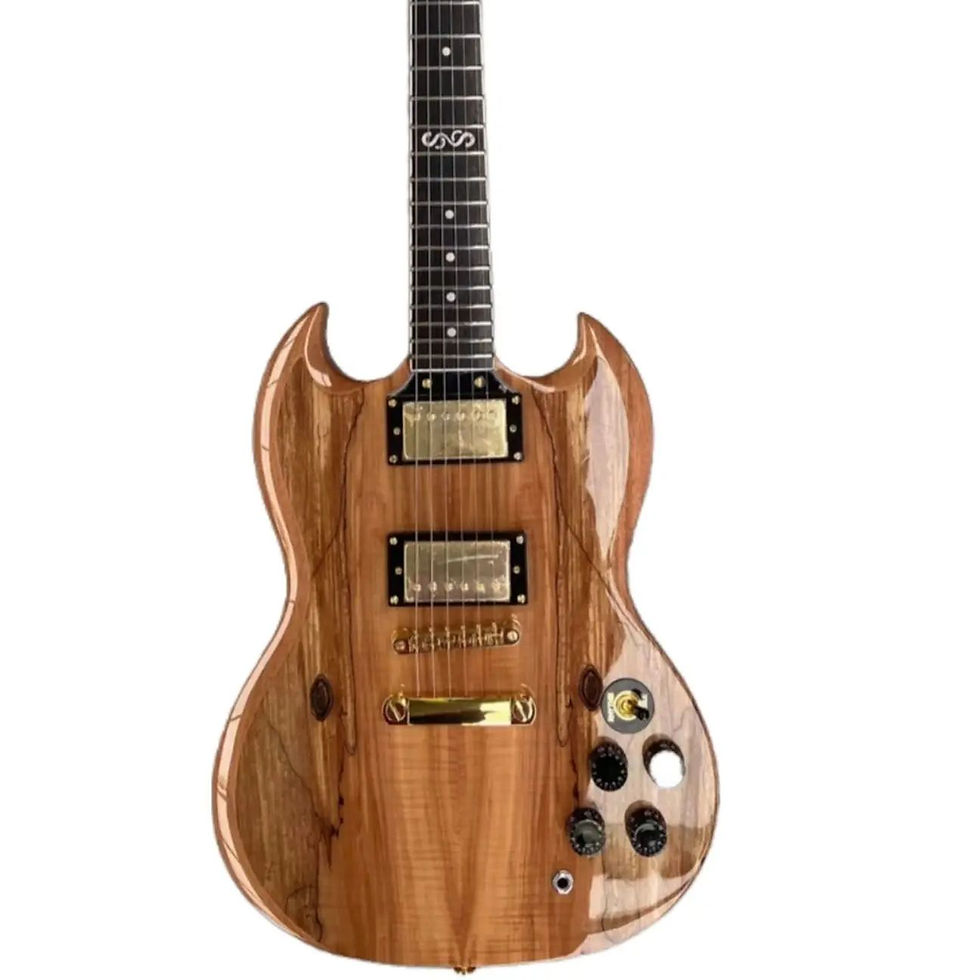 Thumbnail: sg original wood color six string double pickup electric guitar real picture