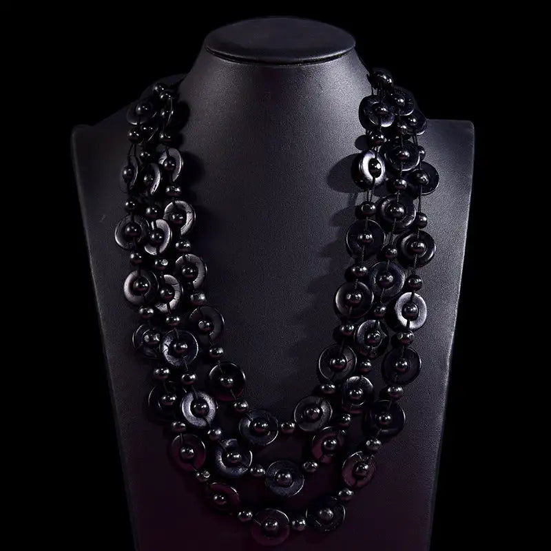 Thumbnail: Bohemian Coconut shell Wood Beads Pendant Necklaces Women Ethnic Jewelry Handmad