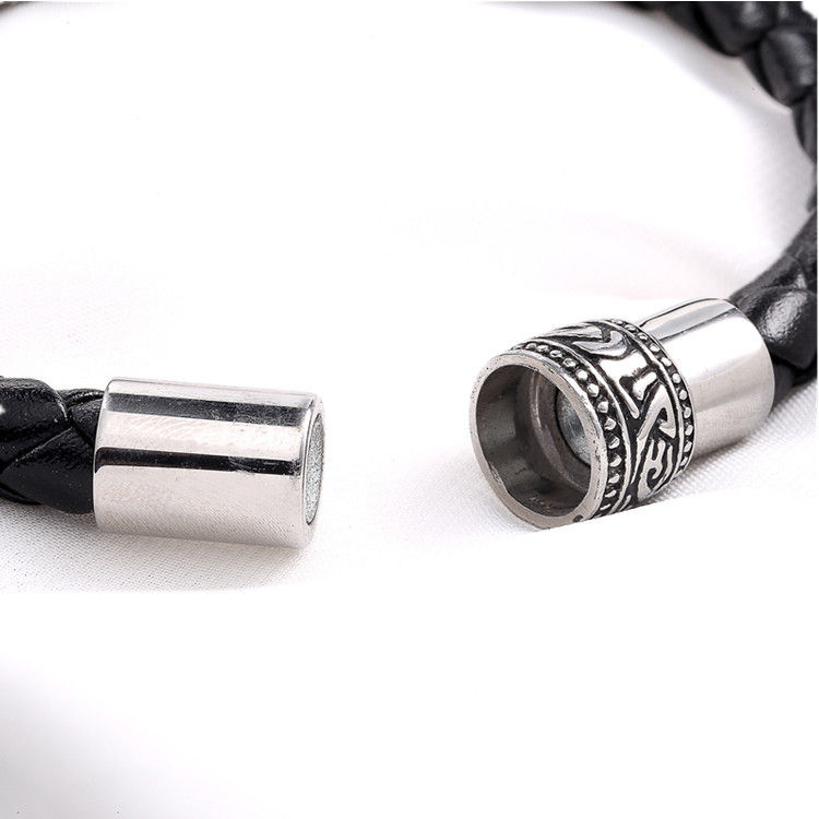 Miniatura: Bracelet en cuir d'ornement en acier inoxydable Corde