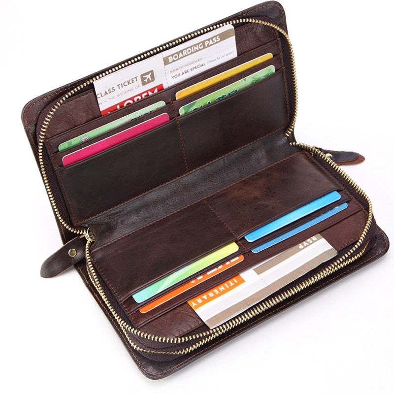 Miniaturebillede: Business Genuine Leather Clutch Wallet Men Long Leather Phone Bag Purse Male