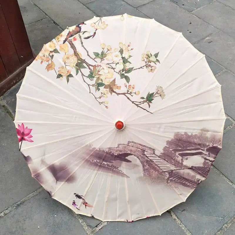 Miniaturebillede: Parapluie en soie pour femmes japonais | Fleurs de cerisier, parapluie ancien de