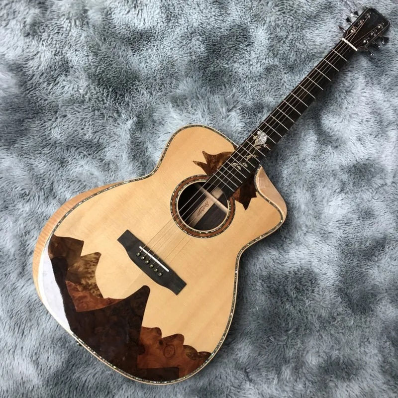 섬네일: 40 inch all solid wood high configuration folk electric acoustic guitar
