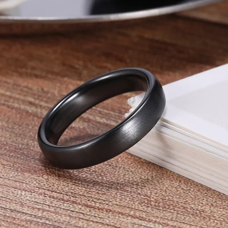 Miniaturbild: Kolmnsta 2/4/6mm Black Brushed Fashion Ceramic Ring Women Men Wedding Rings Enga