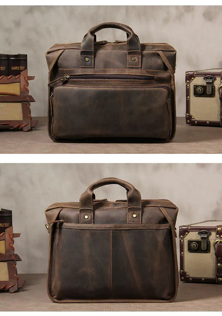 Pikkukuva: Luufan Genuine Leather Briefcase Bag for man fit for 14 inch PC Business Bag Vin