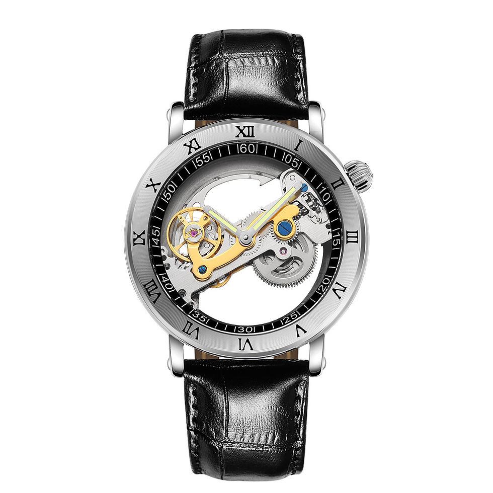 Thumbnail: Luminous Waterproof Belt Men's Mechanical Watch Double Sided Hollow Transparent