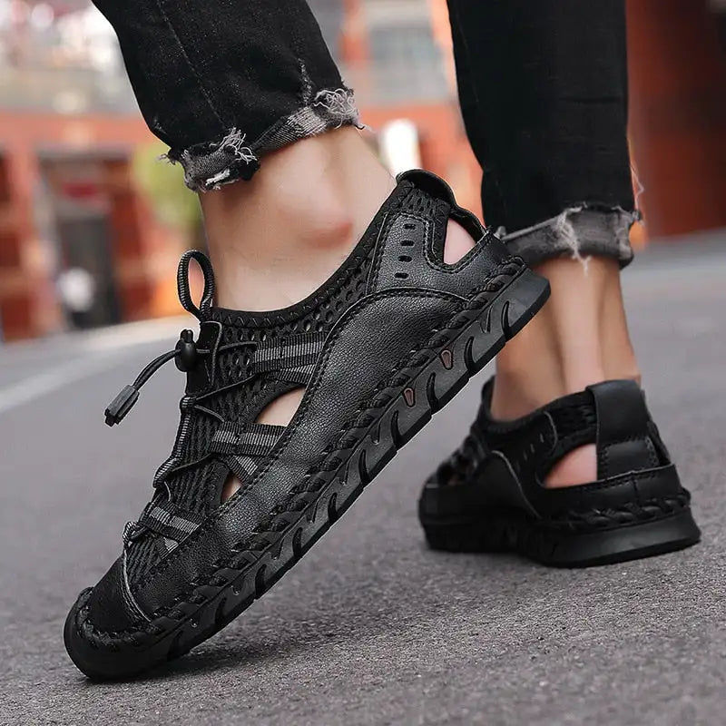 Thumbnail: Hot Sale Summer Men's Sandals Outdoor Non-slip Men's Beach Sandals Handmade Genu