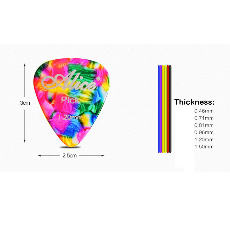 Thumbnail: 100pcs Alice Guitar Picks Celluloid Plectrum Mediator 0.46/0.71/0.81/0.96/1.2/1.