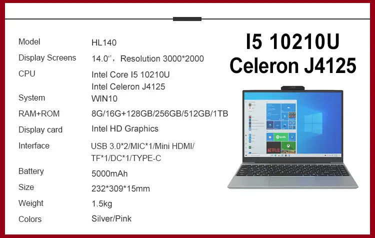 Thumbnail: Factory Made 14 Inch Laptops Computer Under 100  Notebook I3 I5 I7 Wholesale Ref
