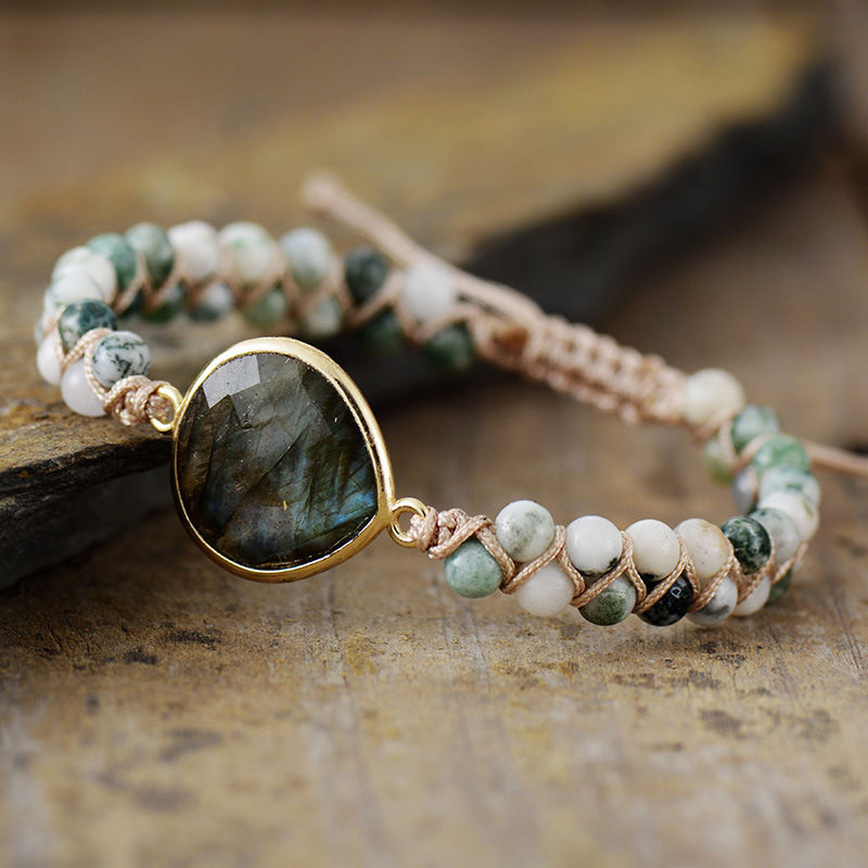 Miniatura: European And American Labradorite Double-layer Woven Bohemian Beaded